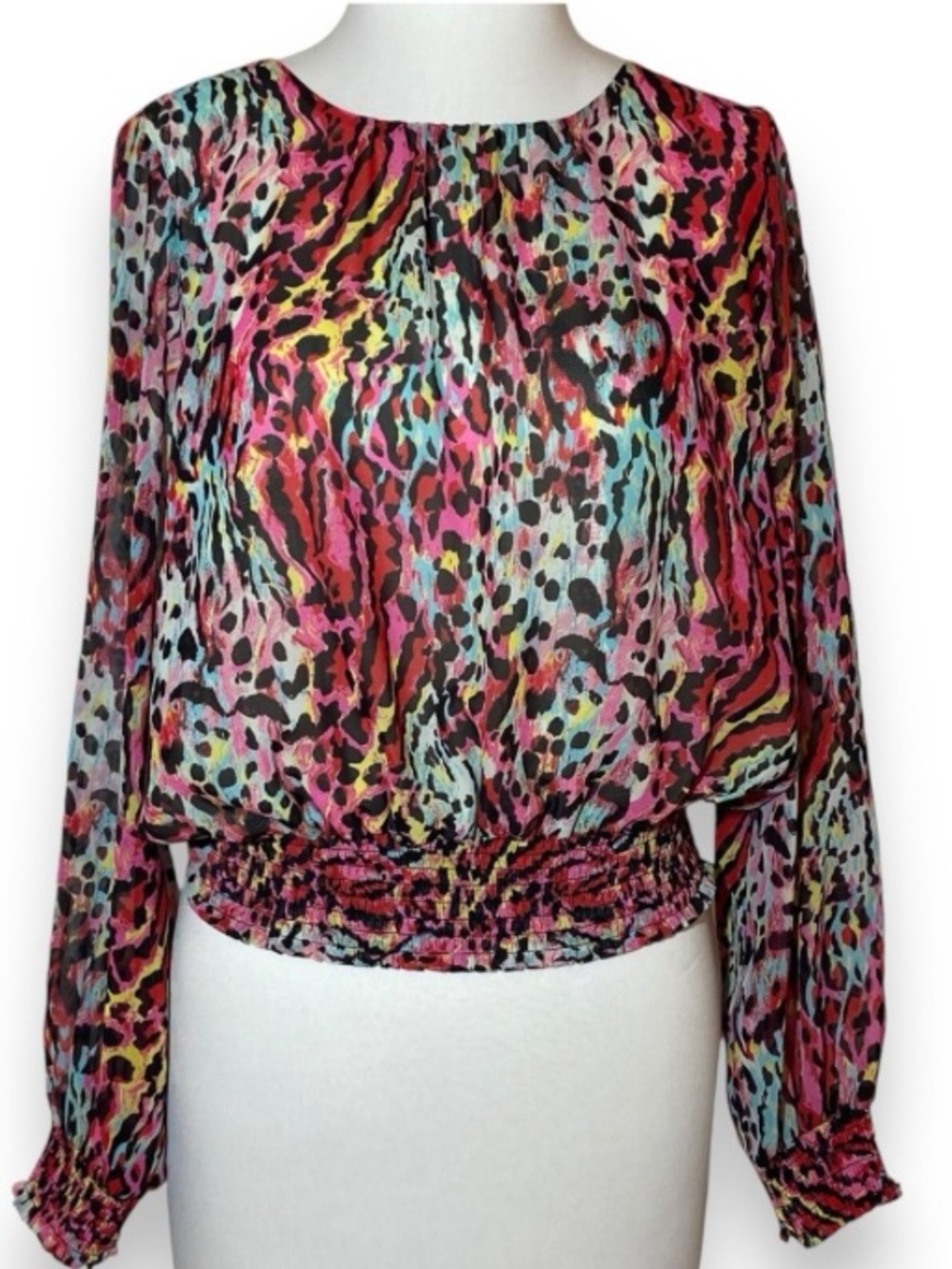 Marc New York - multicolor animal print long -sleeve blouse